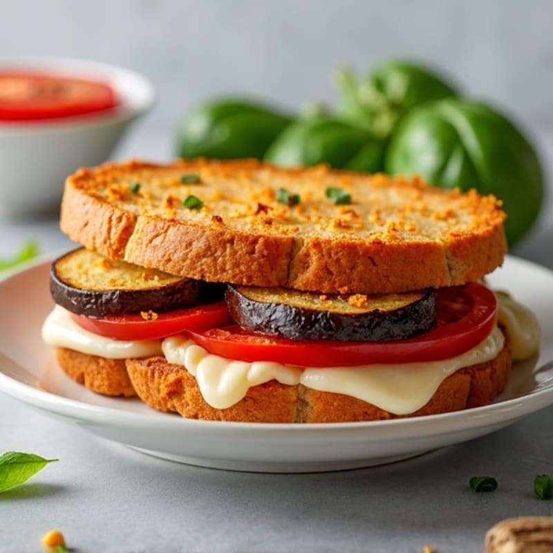 Crispy Baked Eggplant Parmesan Sandwich