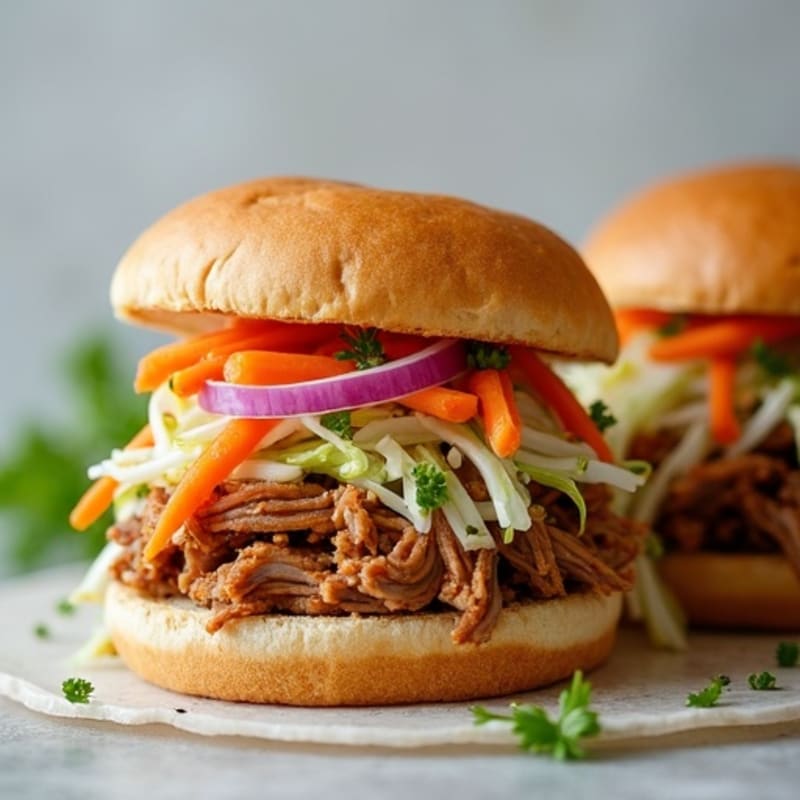 Slow Cooked Lean Pulled Pork Sliders with Crunchy Slaw