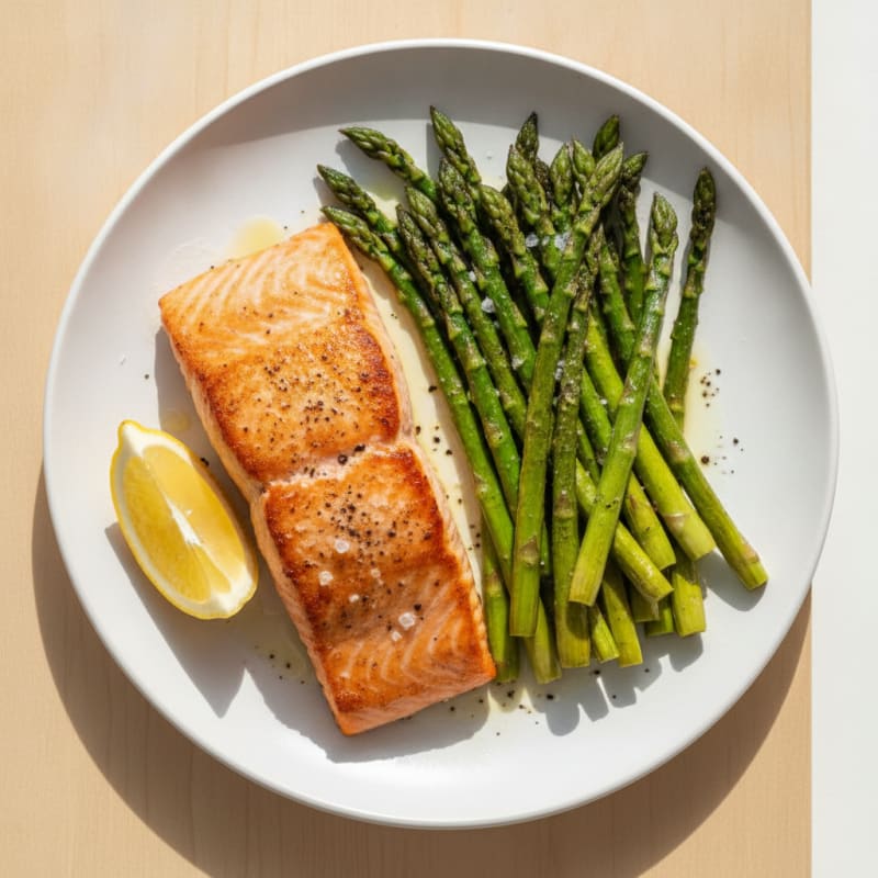 Pan-Seared Salmon with Roasted Asparagus