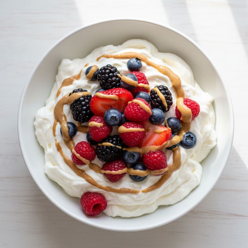 Greek Yogurt Protein Mousse with Mixed Berries