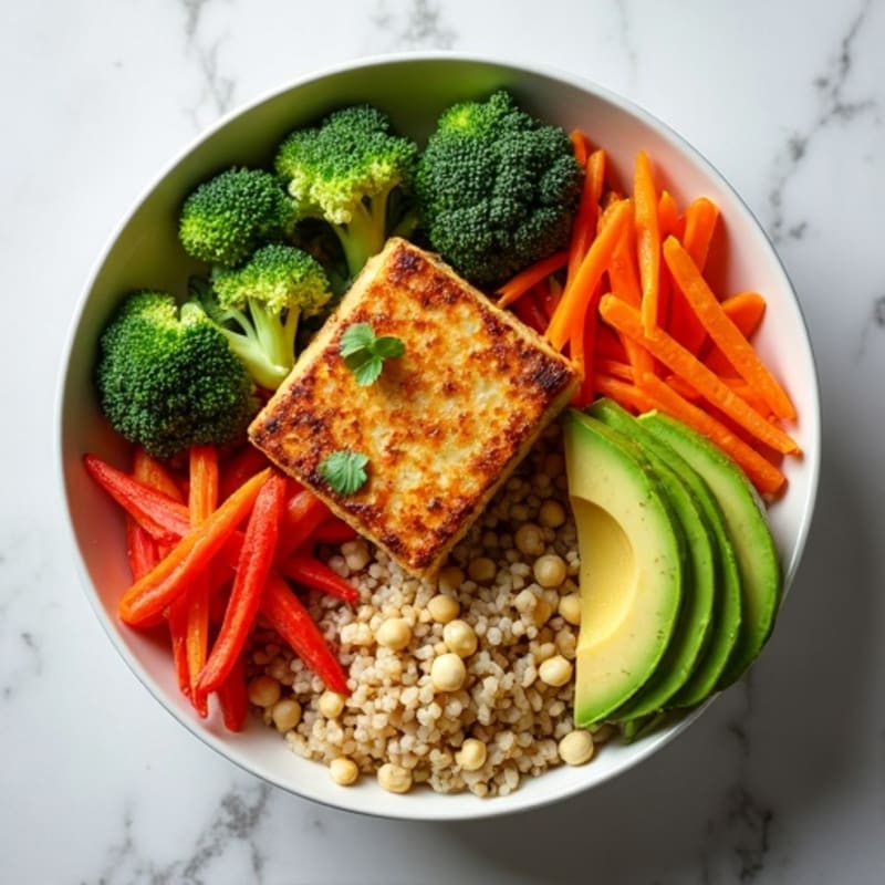 Crispy Baked Tofu Buddha Bowl with Tahini Sauce