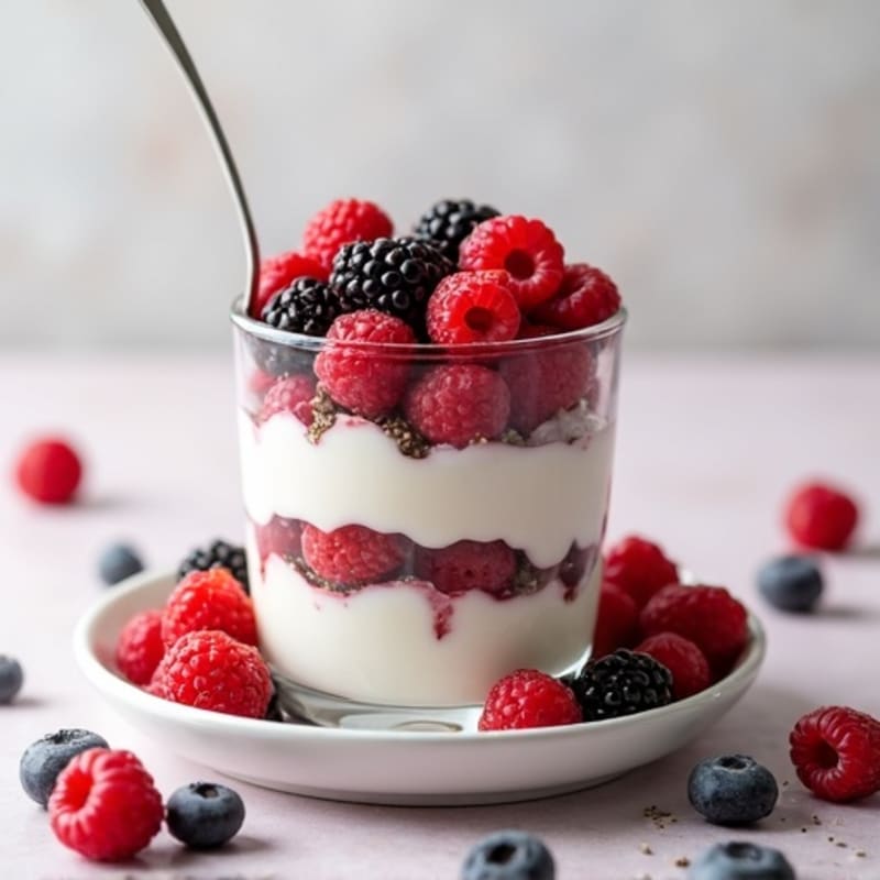 Greek Yogurt Protein Parfait with Mixed Berries