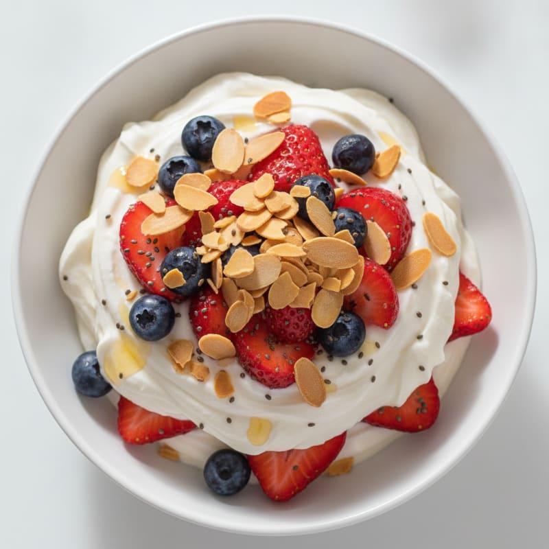 Creamy Greek Yogurt Protein Parfait with Berries and Almonds