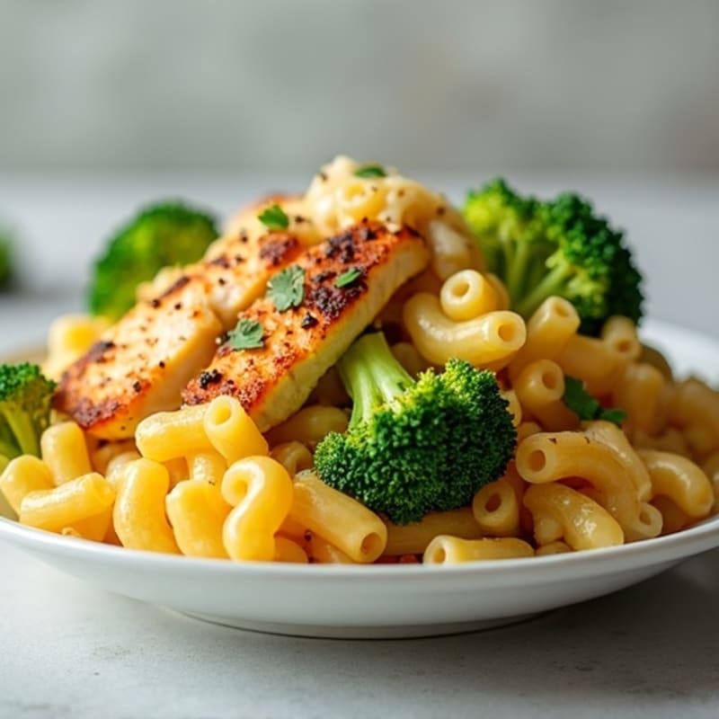 Healthy Baked Mac with Chicken and Crispy Broccoli