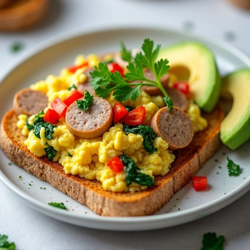 Egg White Scramble with Turkey Sausage and Spinach