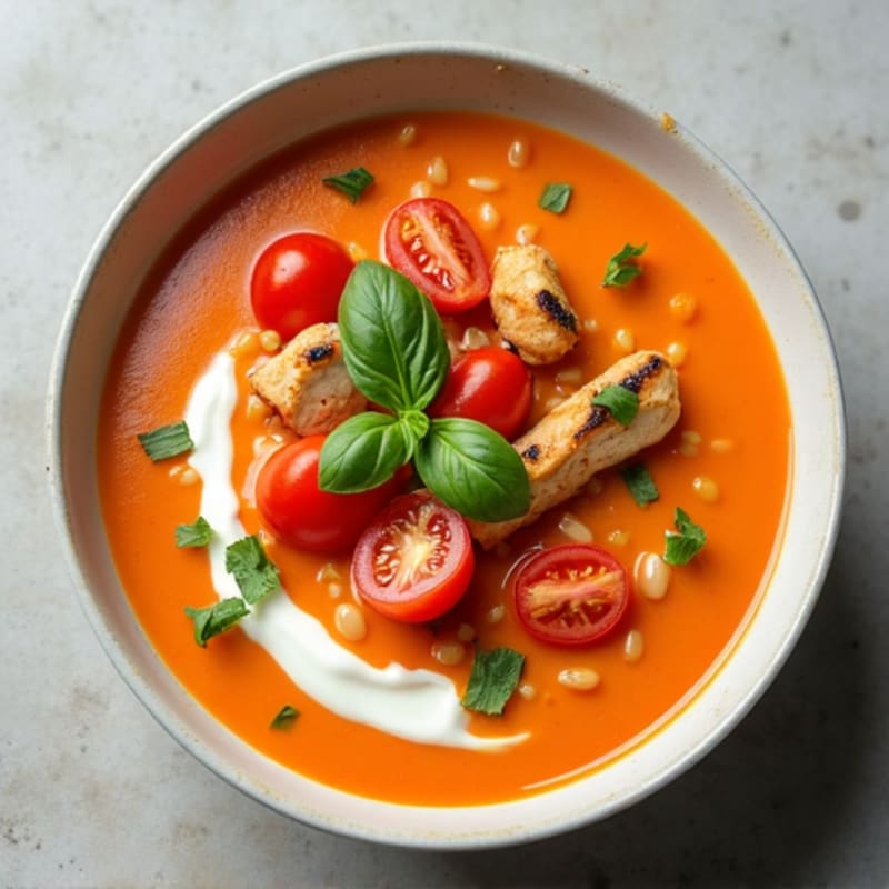 Creamy Roasted Tomato Basil Soup with Chicken