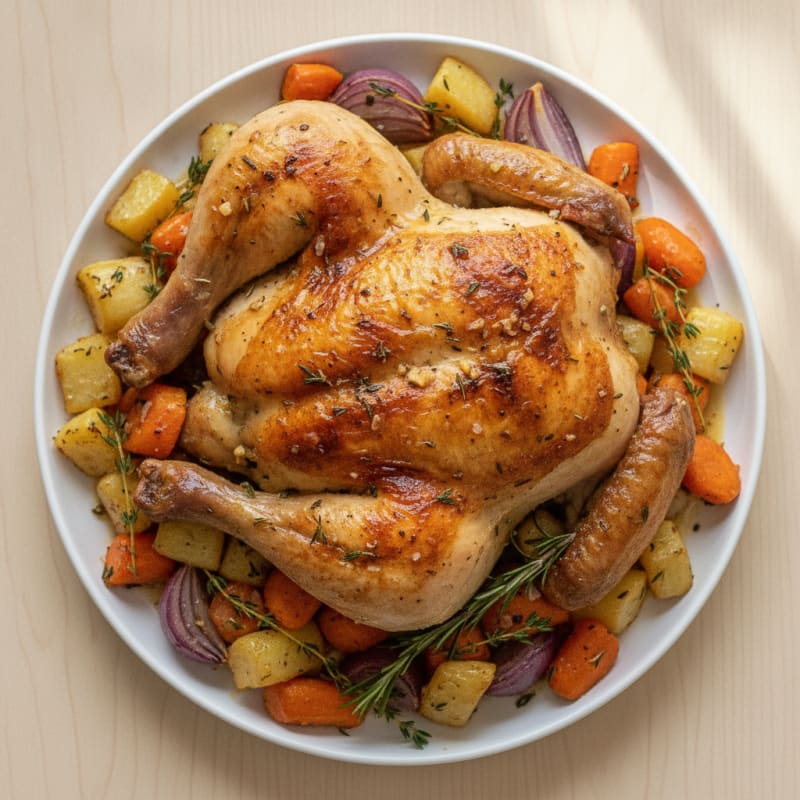 Garlic Herb Roasted Chicken with Root Vegetables