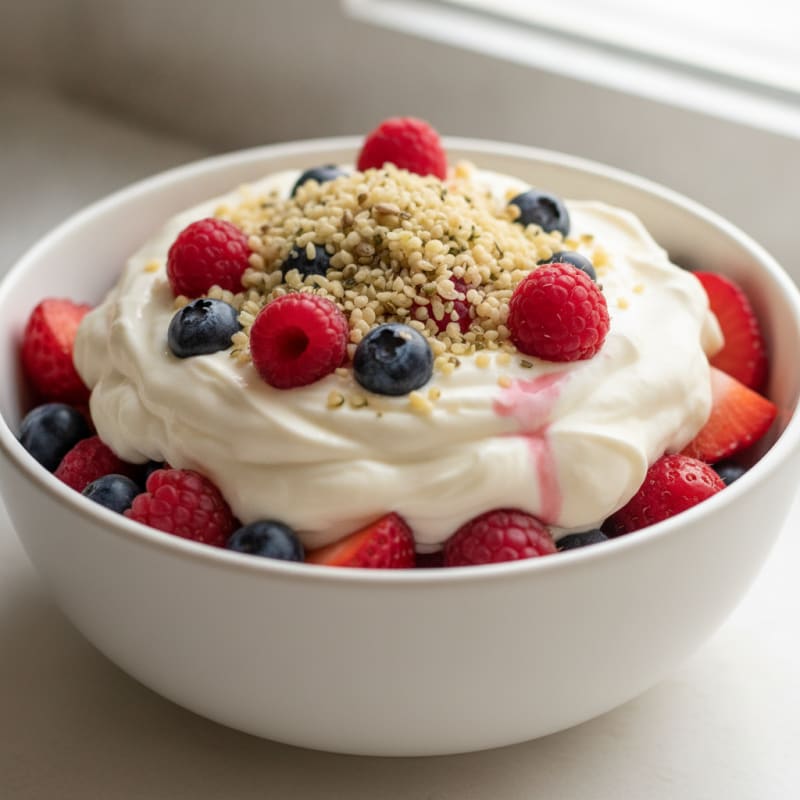 Silky Protein Yogurt Parfait with Mixed Berries
