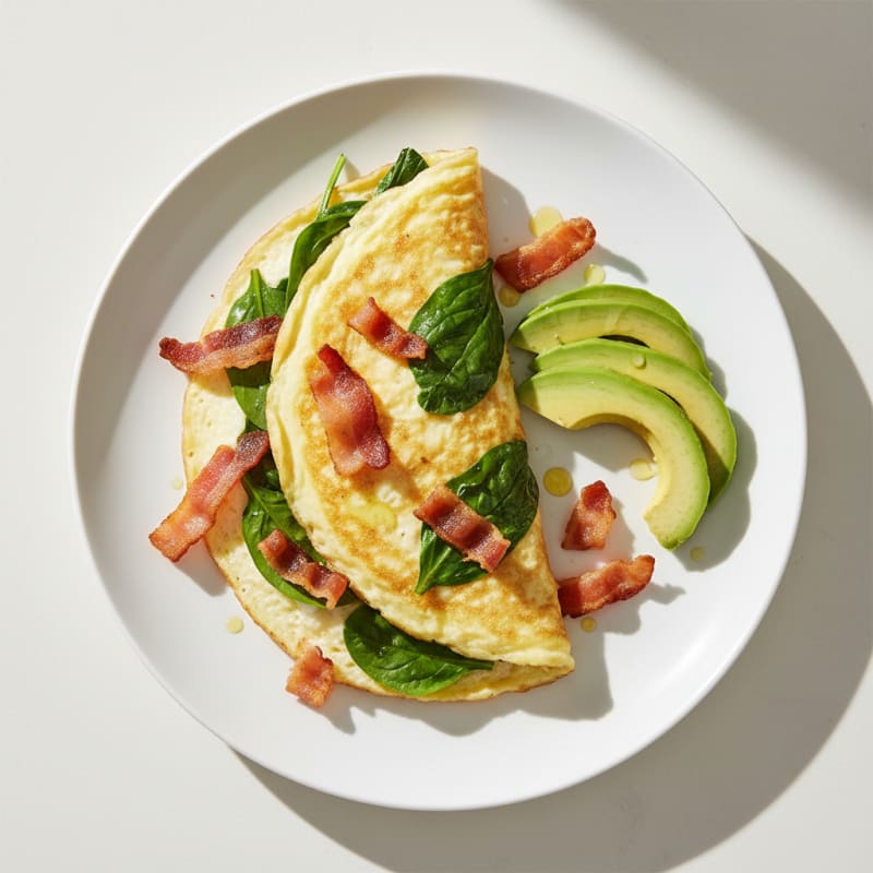 Egg White Omelet with Spinach and Turkey Bacon