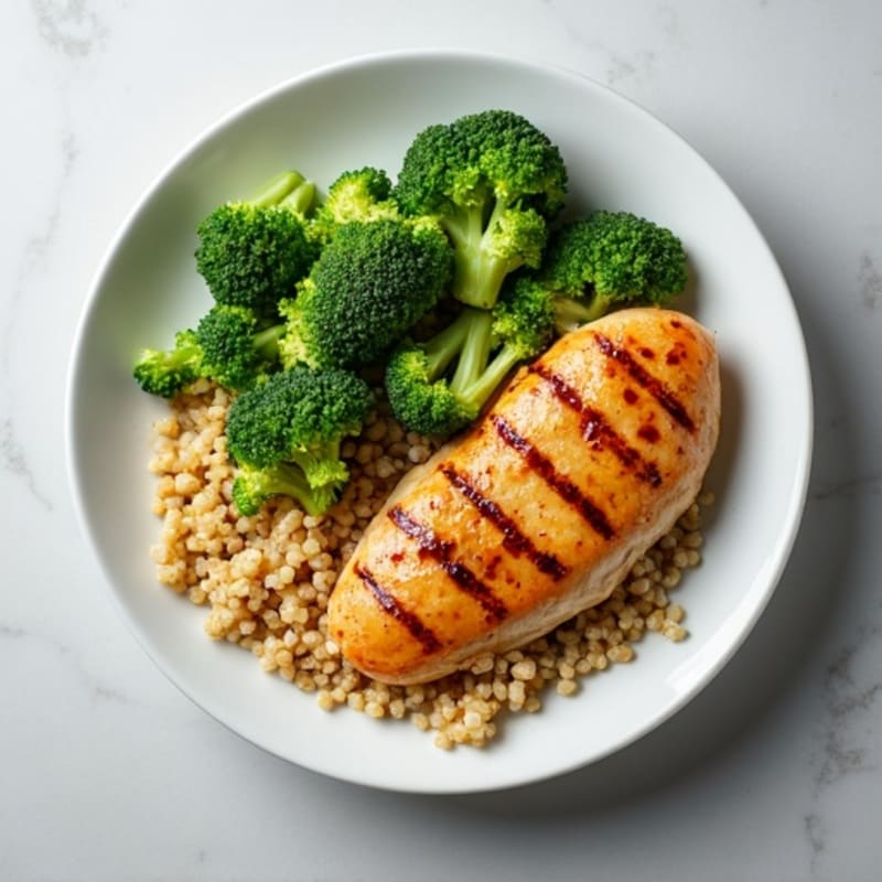 Grilled Chicken Breast with Quinoa and Steamed Broccoli