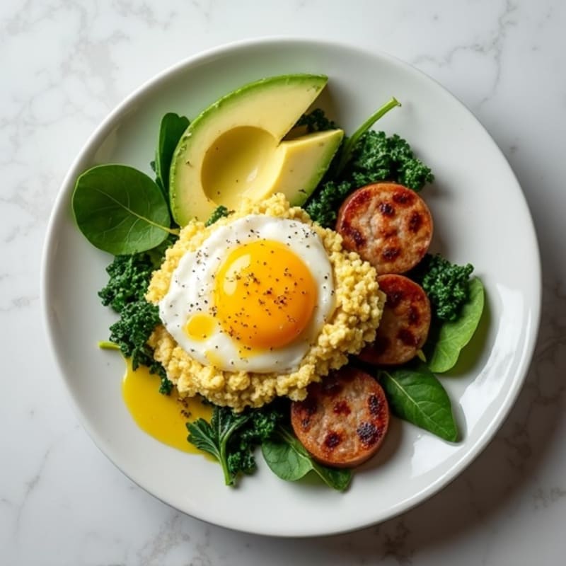 Egg White and Spinach Scramble with Grilled Turkey Sausage