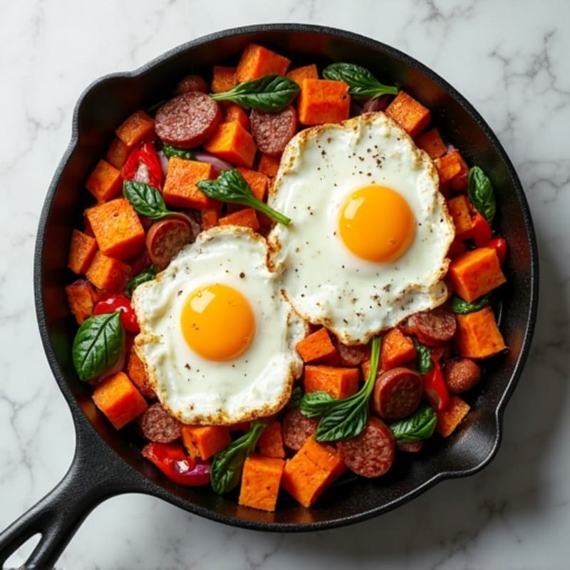 Sheet Pan Sweet Potato Hash with Eggs