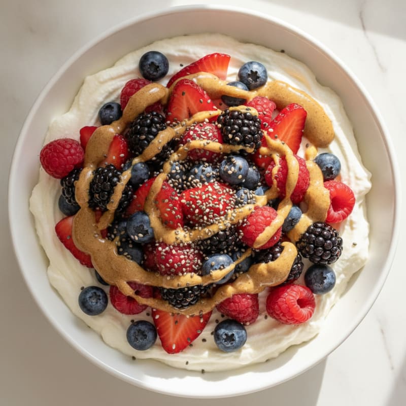 Silky Greek Yogurt Protein Pudding with Mixed Berries