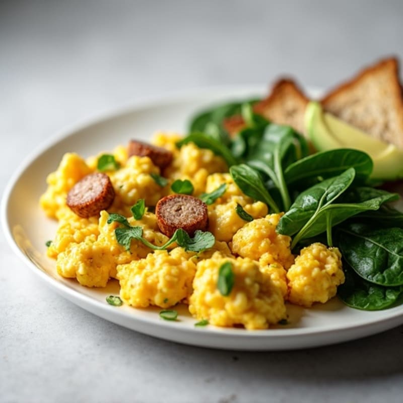 Egg White and Turkey Sausage Scramble with Spinach