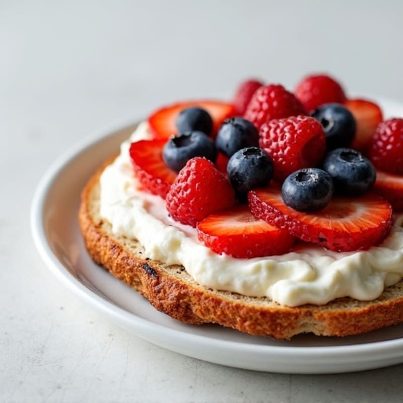 Protein-Packed Bagel Thin with Whipped Cottage Cheese and Fresh Berries