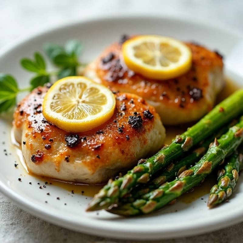 Lemon-Garlic Roasted Chicken Thighs with Crispy Asparagus