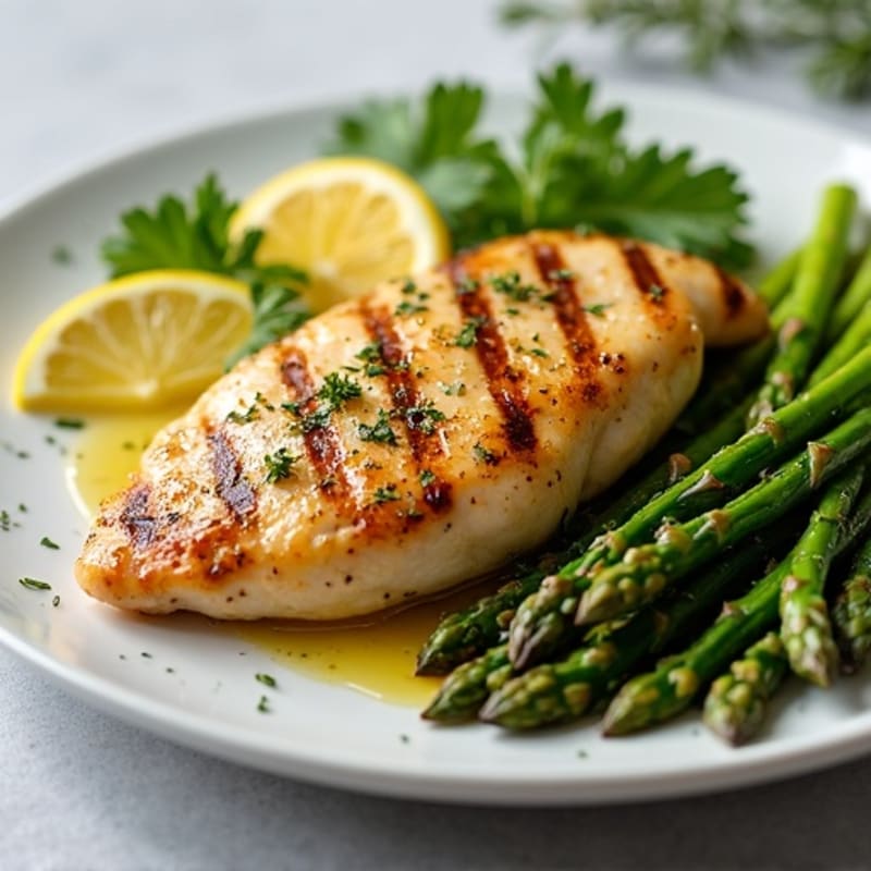 Lemon Herb Grilled Chicken with Roasted Asparagus