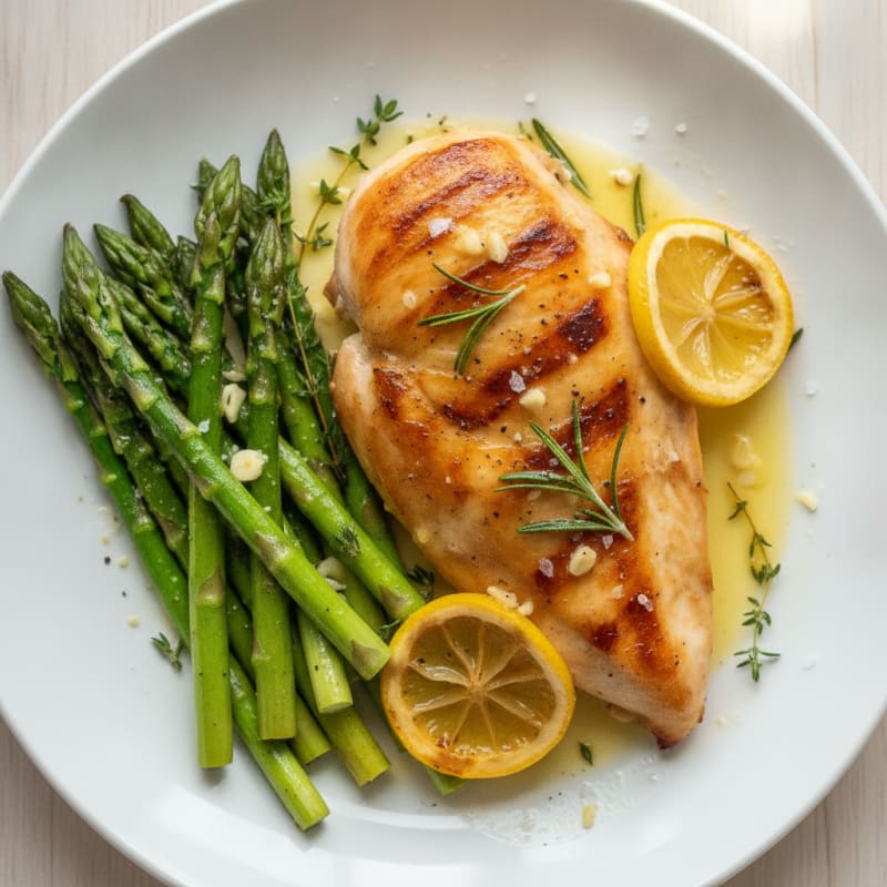Lemon Herb Roasted Chicken with Asparagus