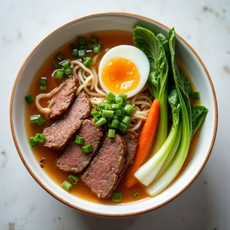 Fragrant Beef Noodle Soup with Tender Sliced Beef and Fresh Herbs