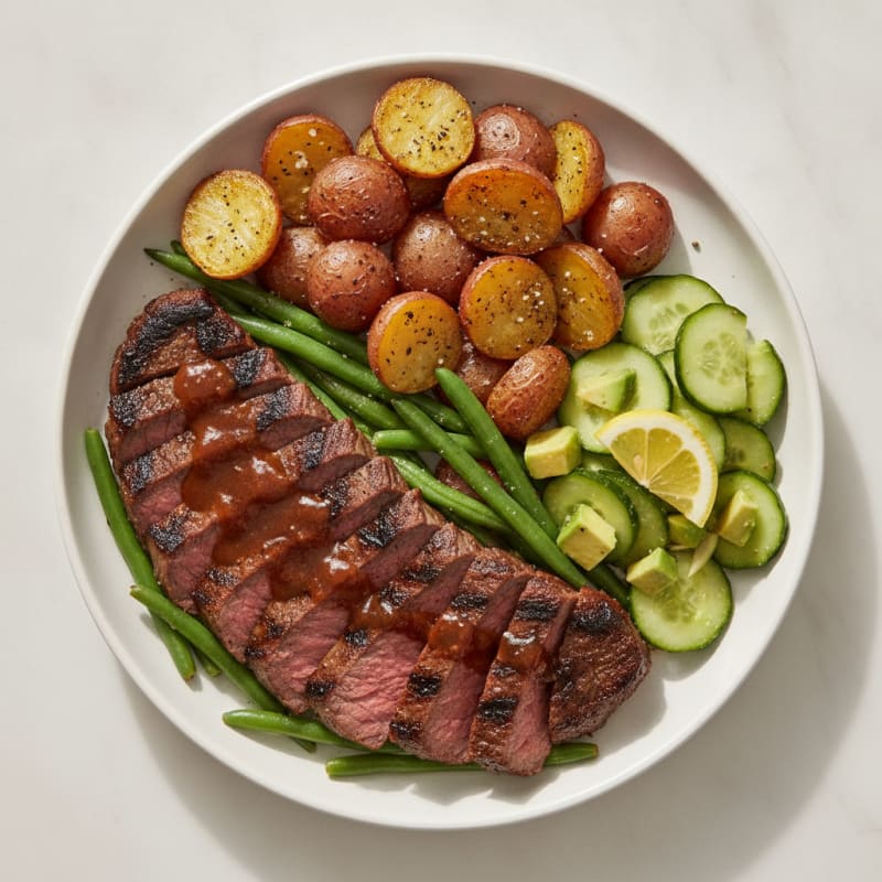Grilled Skirt Steak with Roasted Potatoes