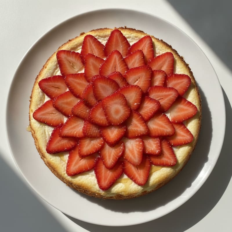 Cottage Cheese Protein Cheesecake with Fresh Strawberries