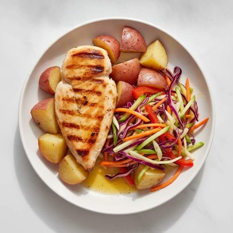 Grilled Chicken Breast with Crunchy Vegetable Slaw