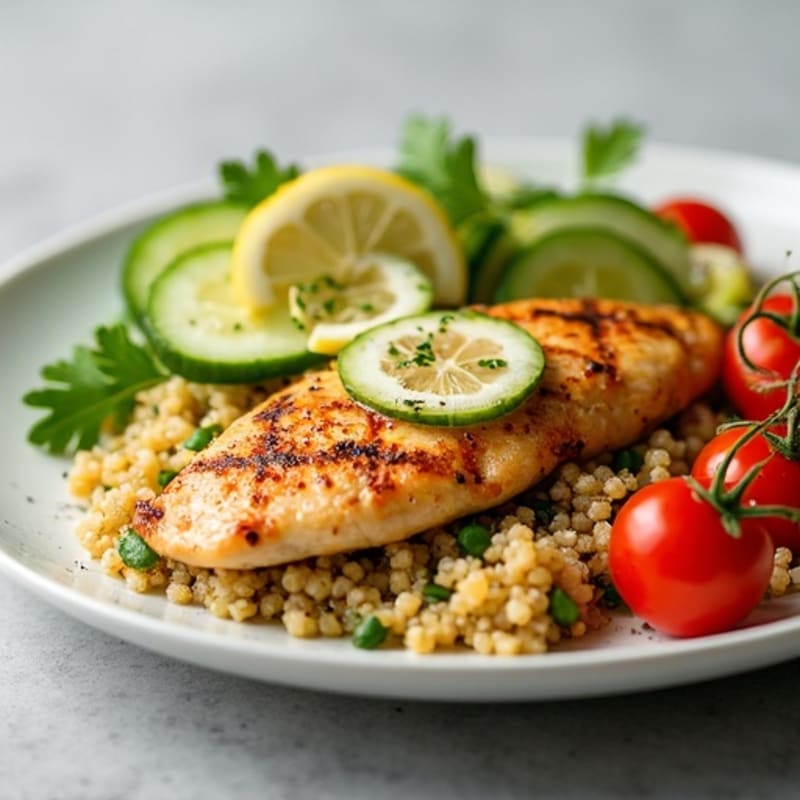 Grilled Lemon-Garlic Chicken Breast with Quinoa Salad