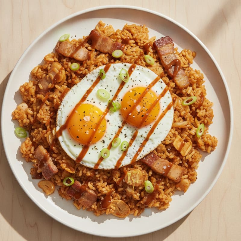 Kimchi Fried Rice with Pork Belly