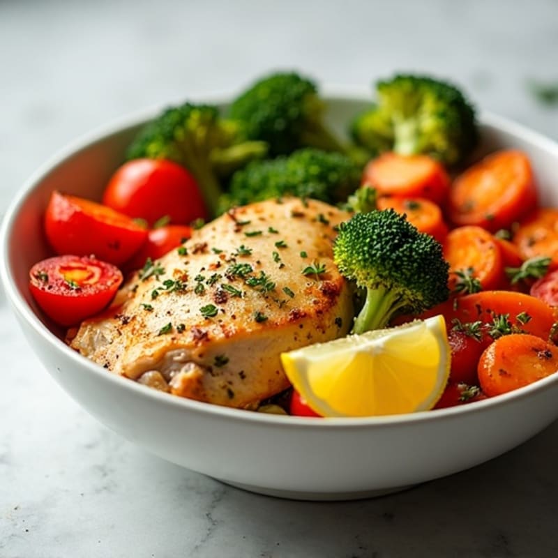 Lemon Herb Roasted Chicken and Veggie Bowl