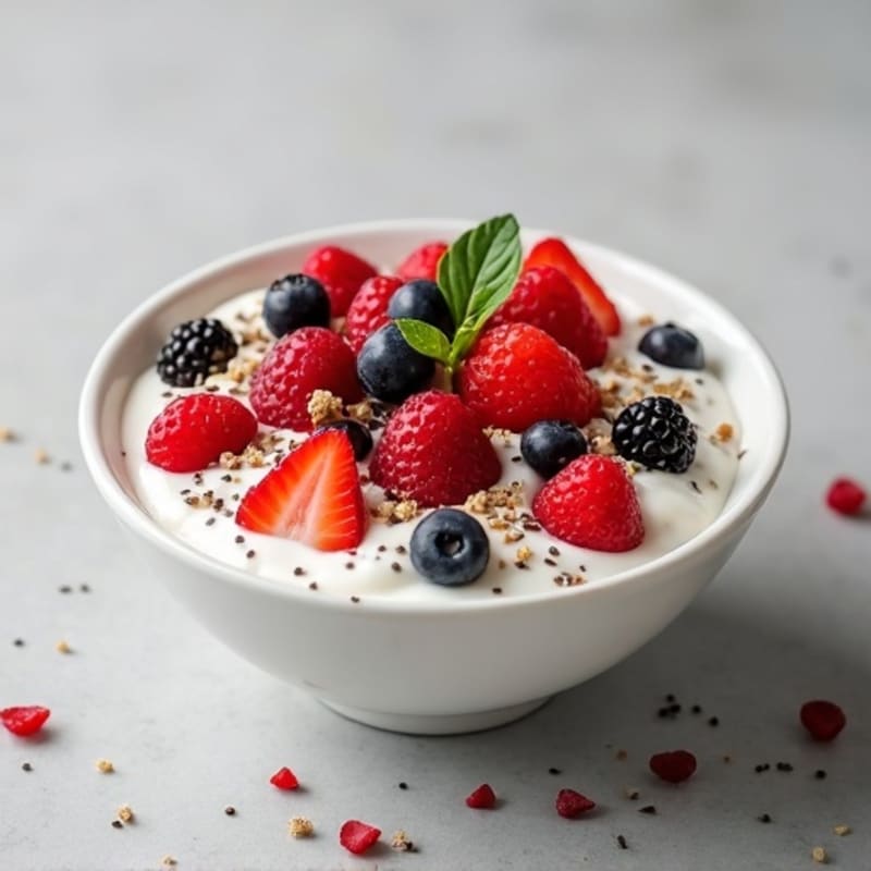 Vanilla Protein Yogurt Bowl with Berries and Chia Seeds