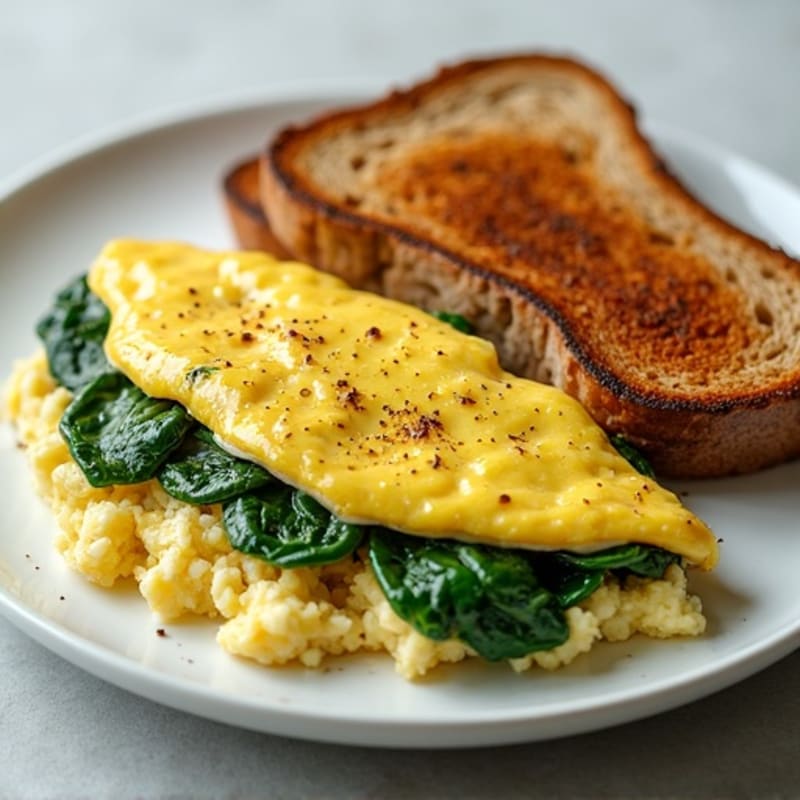 Scrambled Egg Whites with Sautéed Spinach and Grilled Chicken Breast