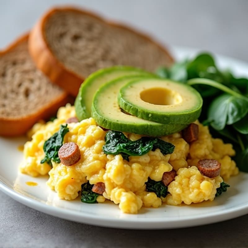 Egg White and Turkey Sausage Scramble with Spinach