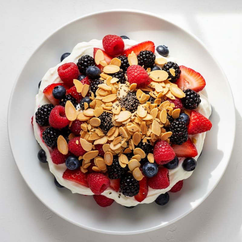 Greek Yogurt Parfait with Mixed Berries and Almonds