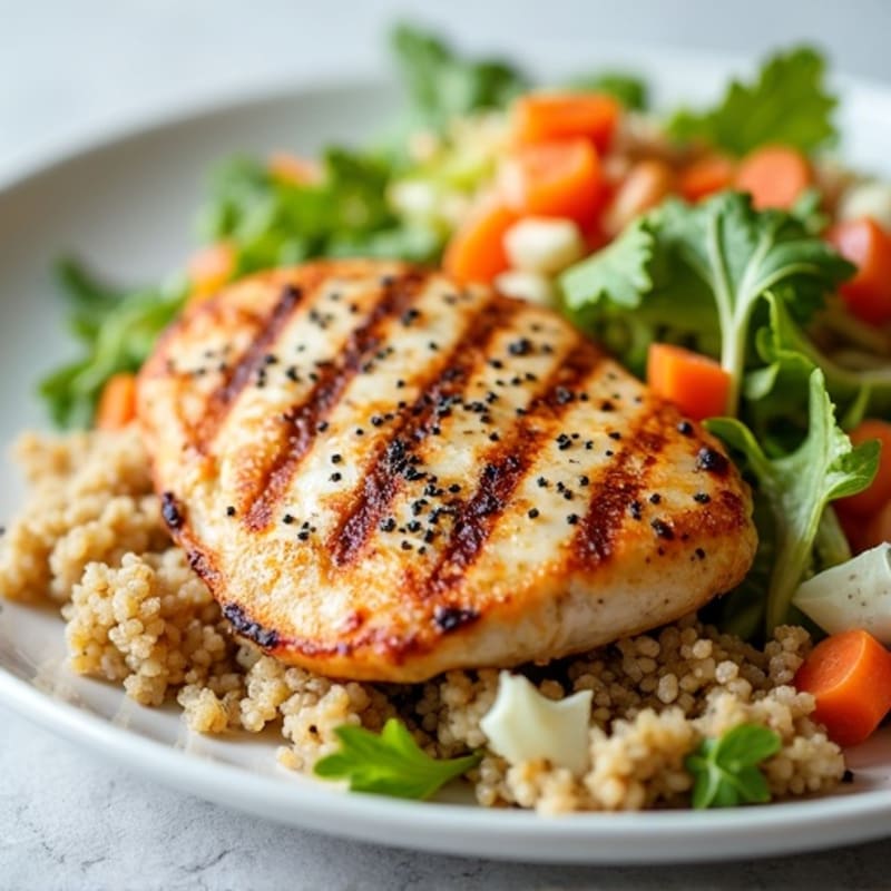 Grilled Chicken Breast with Quinoa and Crunchy Cabbage Slaw