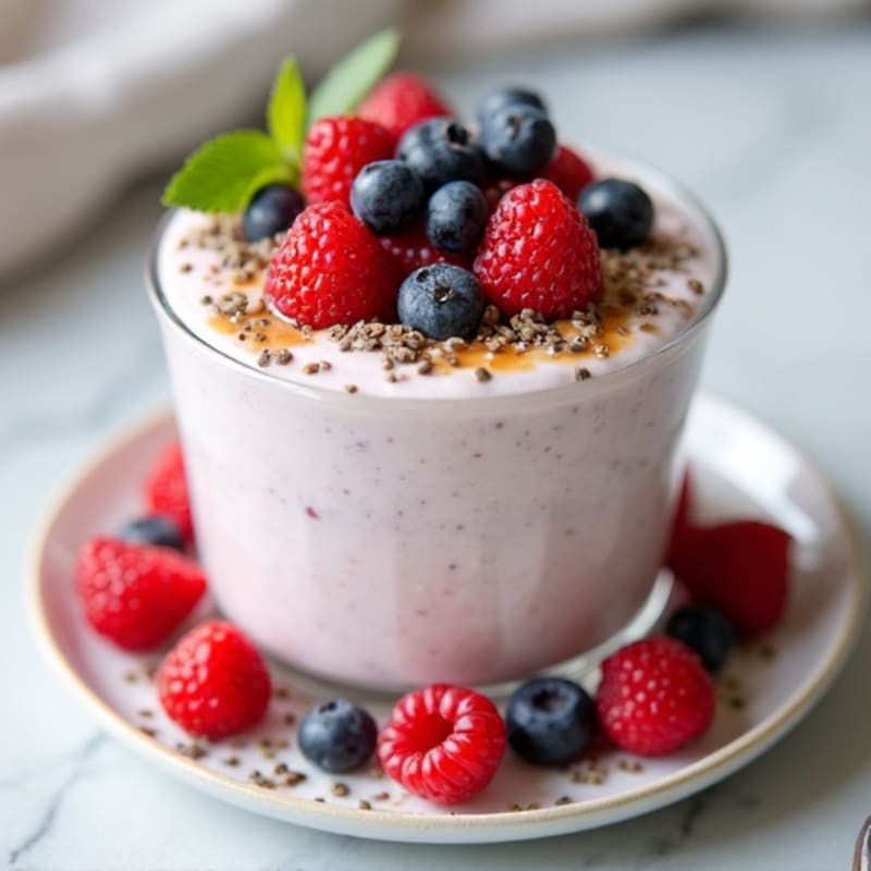 Silky Greek Yogurt Protein Pudding with Mixed Berries