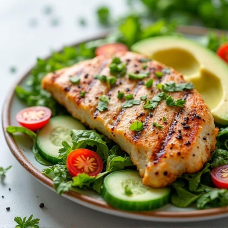Lemon-Herb Grilled Chicken Salad with Creamy Avocado Dressing