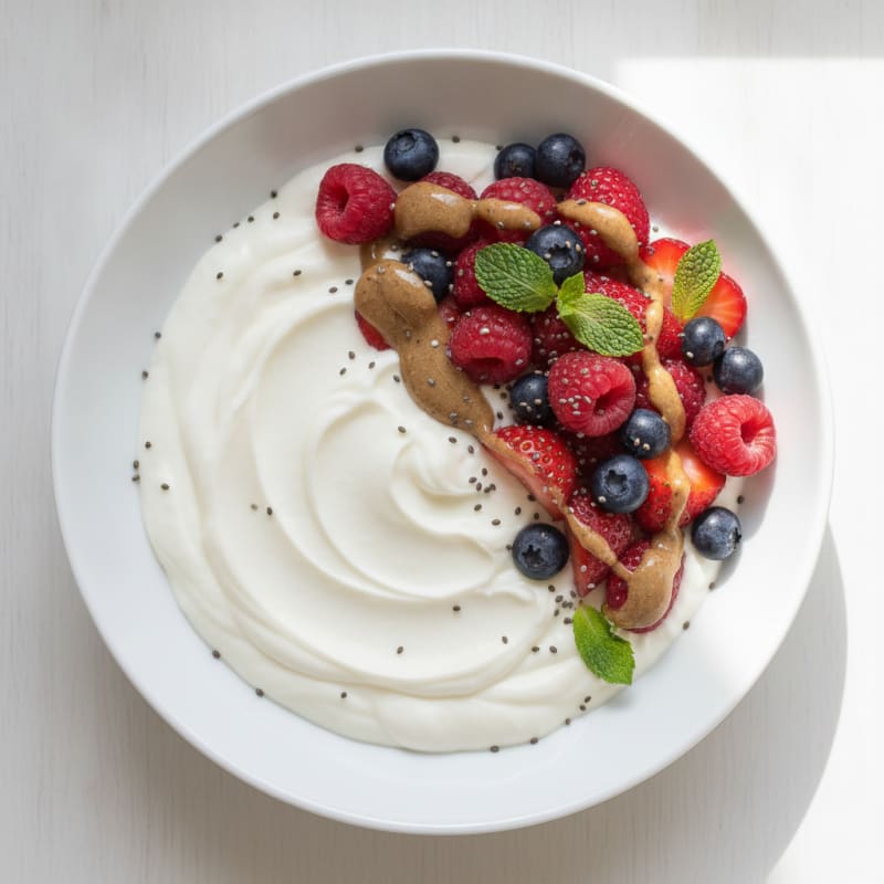 Silky Greek Yogurt Protein Pudding with Mixed Berries