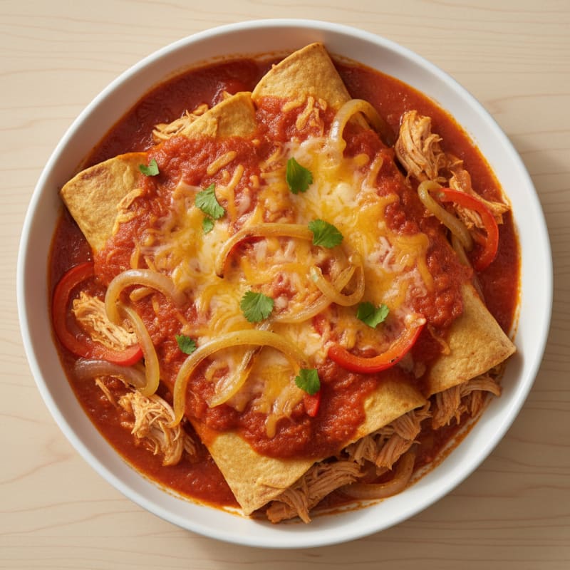 Chicken and Cheese Enchiladas with Red Sauce