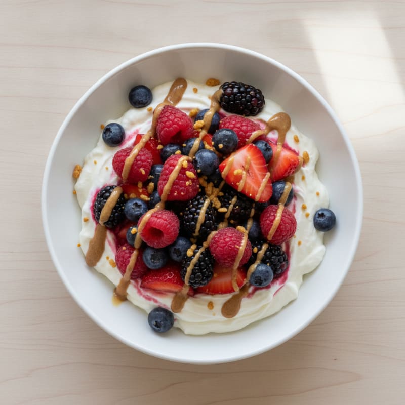Silky Greek Yogurt Protein Mousse with Mixed Berries
