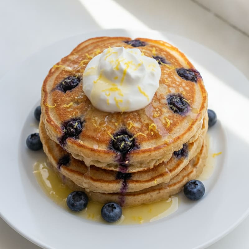 Blueberry Ricotta Pancakes with Lemon Zest