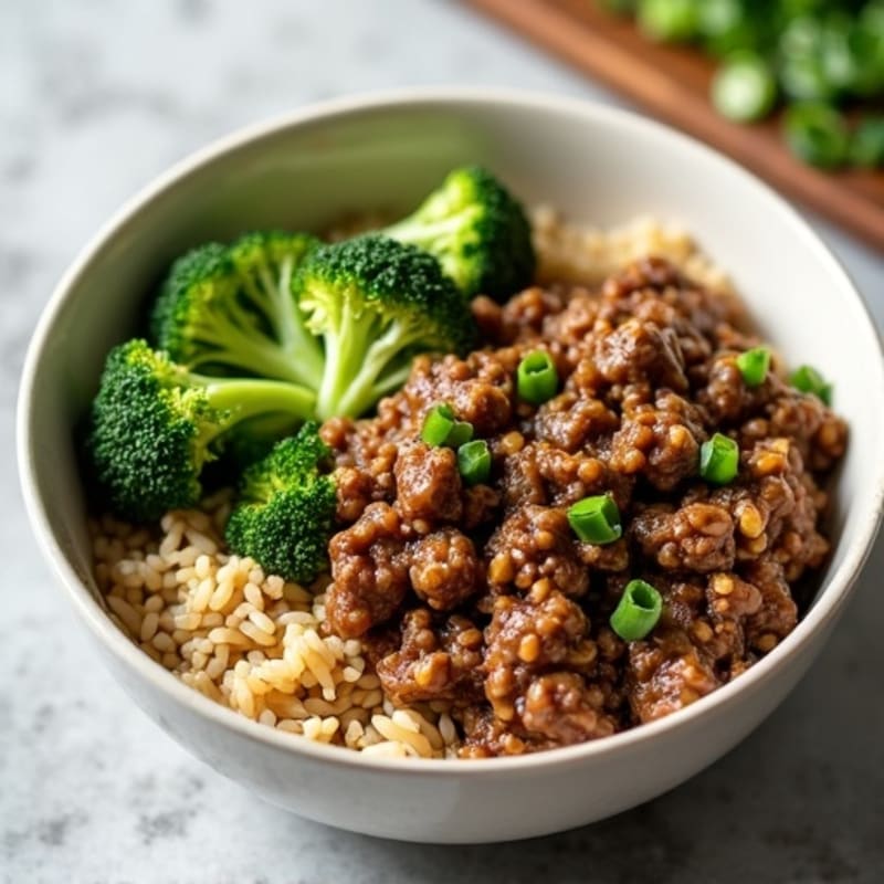 Ground Beef and Broccoli Bowl with Savory Garlic Sauce