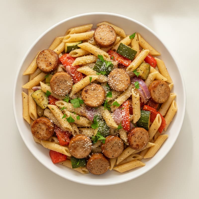 Chicken Sausage Pasta with Roasted Vegetables