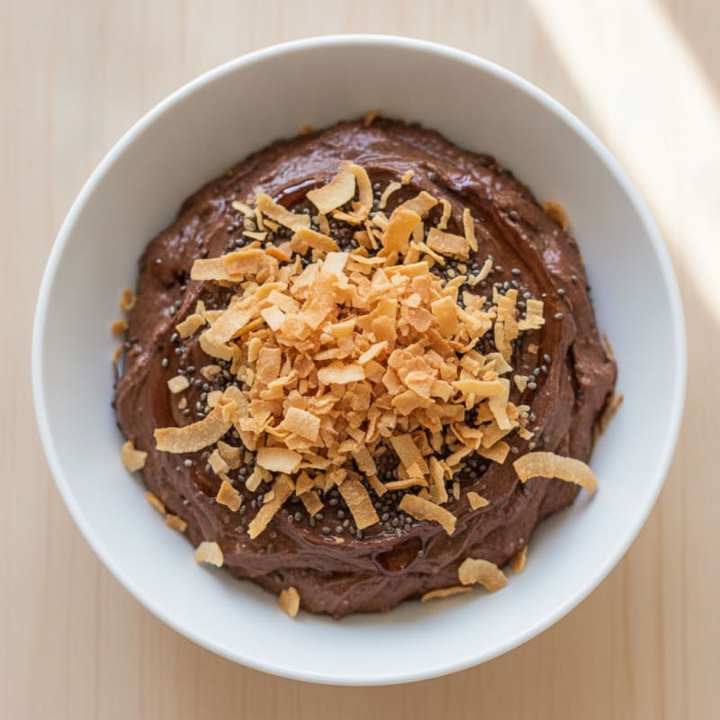 Silky Chocolate Protein Pudding with Toasted Coconut