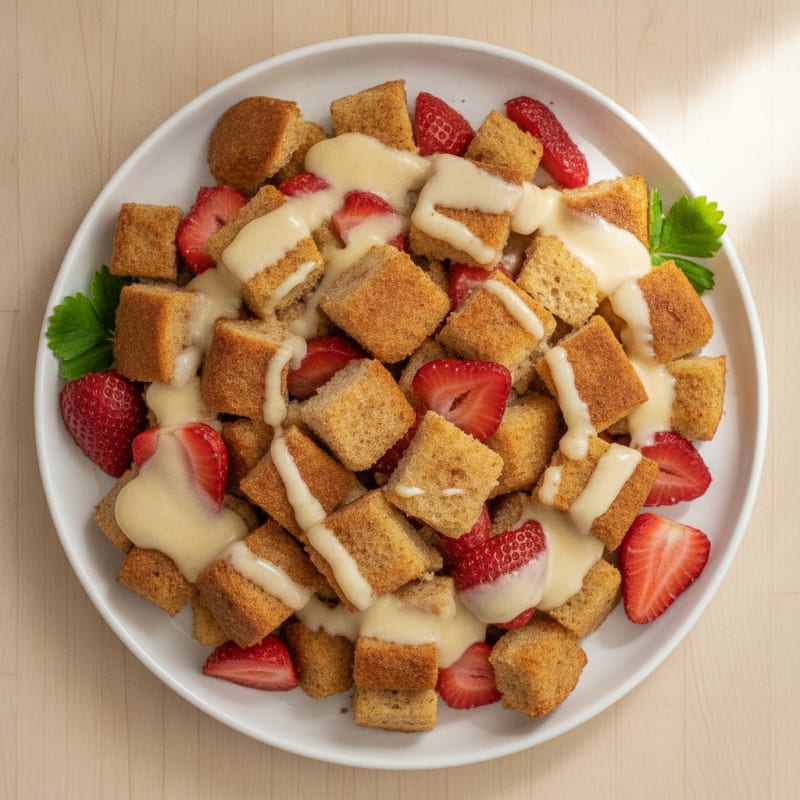 Strawberry Protein Bread Pudding