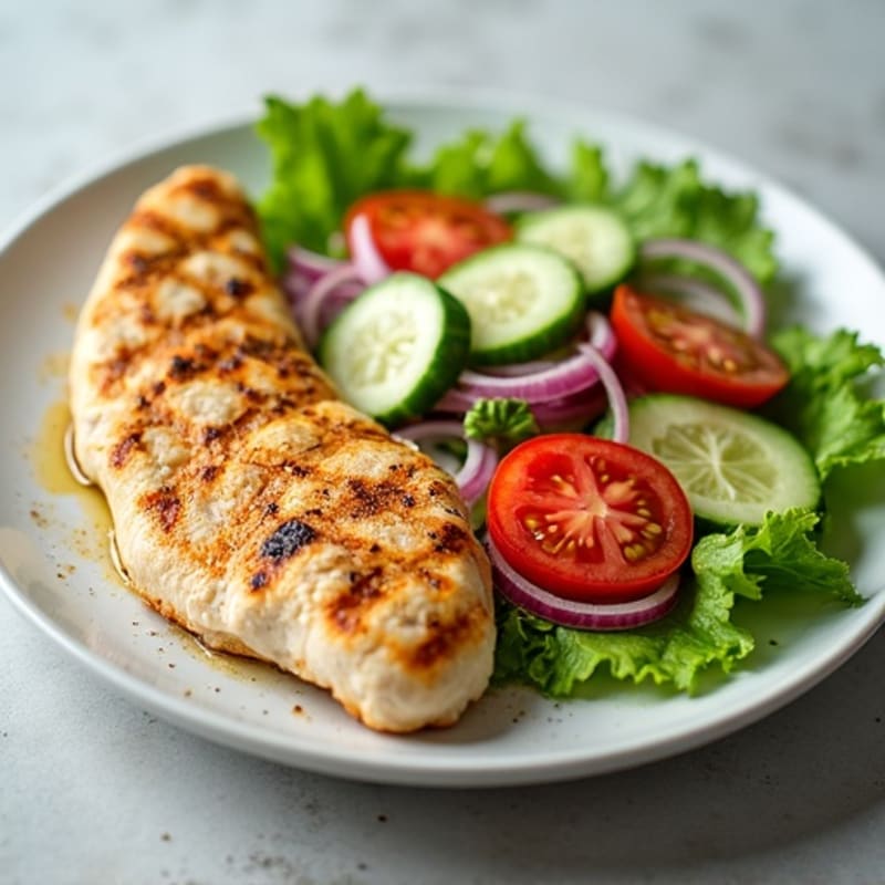 Grilled Turkey Breast with Cucumber Tomato Salad