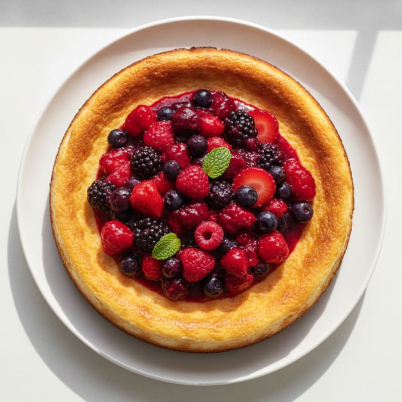 Greek Yogurt Protein Cheesecake with Mixed Berries