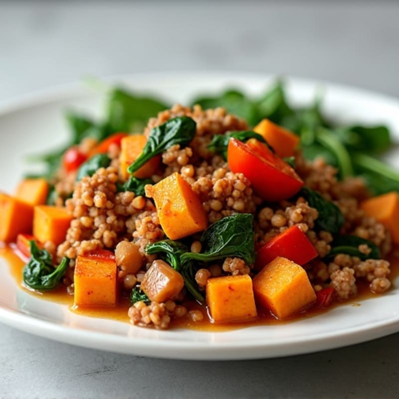 Lean Turkey Mince and Roasted Sweet Potato Skillet