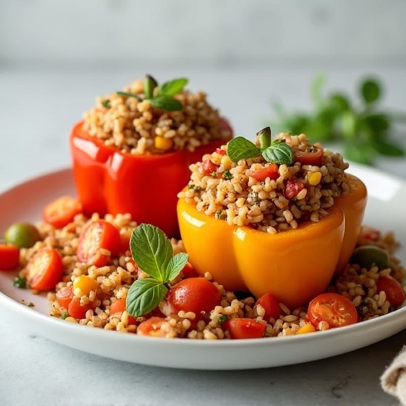 Lean Ground Turkey and Brown Rice Stuffed Bell Peppers