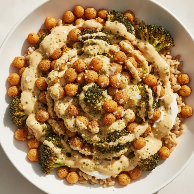 Roasted Vegetable and Chickpea Grain Bowl