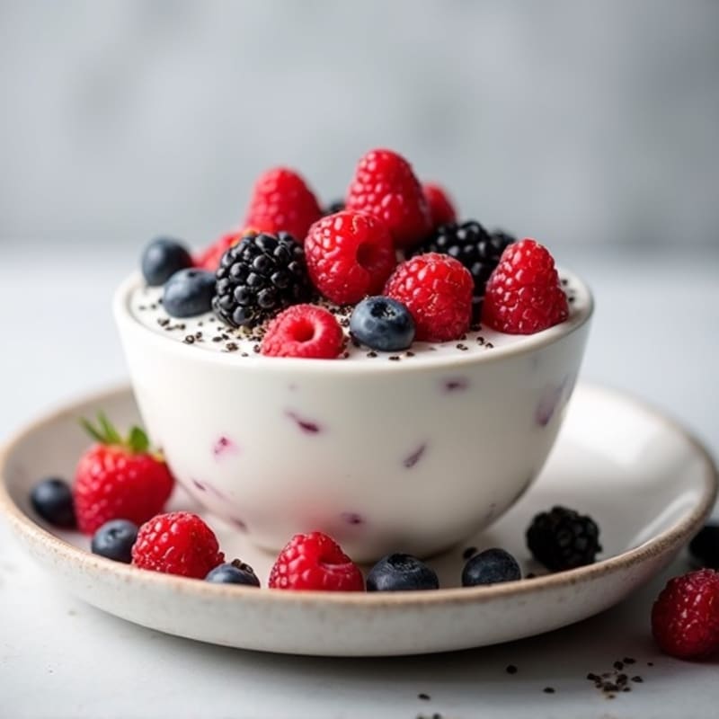 Silky Greek Yogurt Protein Pudding with Mixed Berries